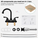 PARLOS Two-Handle Bathroom Sink Faucet with Metal Drain Assembly and Supply Hose Lead-Free cUPC Mixer Double Handle Tap Laundry Utility Faucet, Matte Black, 1.2 GPM (1359104P)