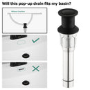 PARLOS Bathroom Sink Drain without Overflow, Metal Pop Up Drain for Vessel Sink, Matte Balck, 2108604