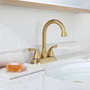PARLOS Two-Handle Bathroom Sink Faucet Metal Drain Assembly Supply Hose Mixer Double Handle Tap Laundry Brushed Gold, 1359108