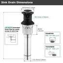PARLOS Bathroom Sink Drain with Overflow, Metal Pop Up Drain for Vessel Sink, Oil Rubbed Bronze, 2108503