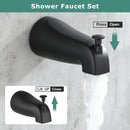 PARLOS Shower System, Matte Black Shower Faucet Set with Tub Spout(Valve Included), 5-Setting Mode Shower Head and Tub Spout with Diverter, Wall Mounted Shower Bathtub Combo, 1436504