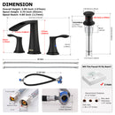 PARLOS Waterfall Widespread Bathroom Sink Faucet Matte Black Two Handles with Pop Up Drain & cUPC Faucet Supply Lines,1.2GPM, Demeter 1431804P