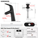 PARLOS Single Handle Bathroom Sink Faucet, Single Hole Bathroom Faucet with Pop Up Drain, Deck Plate and Cupc Water Supply Lines, Matte Black, 1339704