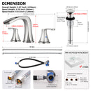 PARLOS Waterfall Widespread Bathroom Faucet Double Handles with Metal Pop Up Drain & cUPC Faucet Supply Lines, Brushed Nickel, 1.2 GPM (14070P)