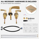 PARLOS 2-Handle Widespread Waterfall Roman Bathtub Faucet Tub Filler, Brushed Gold (1434208)