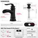 PARLOS Single Handle Bathroom Faucet with Deck Plate, Metal Pop Up Drain and cUPC Faucet Supply Lines, Matte Black  (1434904)
