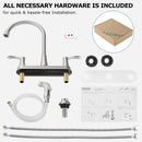 PARLOS 8 Inch Two Handles High Arch Kitchen Sink Faucet with Side Sprayer & Supply Lines, Brushed Nickel, Demeter 14138