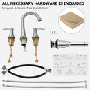 PARLOS Widespread Double Handles Bathroom Faucet with Metal Pop Up Drain and cUPC Faucet Supply Lines, Brushed Nickel, 1.2 GPM (13651P)