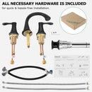 PARLOS Widespread 2 Handles Bathroom Faucet with Metal Pop Up Sink Drain and cUPC Faucet Supply Lines, Matte Black, 1.2 GPM（14135P）