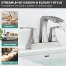 PARLOS 2 Handles Waterfall Bathroom Faucet with Pop-up Drain and Faucet Supply Lines, Brushed Nickel, 1.2 GPM (14068P)