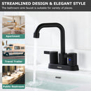 PARLOS 2-handle Matte Black Bathroom Sink Faucetwith Pop-up Sink Drain and Faucet Supply Lines, 1.2GPM, 1431604P