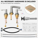 PARLOS Waterfall Widespread Bathroom Sink Faucet 2 Handles with Pop Up Drain & cUPC Faucet Supply Lines, Brushed Nickel, 1.2GPM, Demeter 1431802P