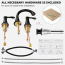 PARLOS Widespread 2 Handles Bathroom Faucet with Metal Pop Up Sink Drain and cUPC Faucet Supply Lines, Oil Rubbed Bronze, 1.2 GPM (13648P)