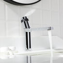 EZANDA Brass Single Handle Bathroom Faucet with Deck Plate, Pop-up Sink Drain Assembly & Faucet Supply Lines, Chrome with Black (1416401)