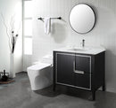 EZANDA Brass Single Handle Bathroom Faucet with Deck Plate, Pop-up Sink Drain Assembly & Faucet Supply Lines, Chrome with Black (1416401)