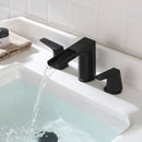 EZANDA 2-Handle Widespread Waterfall Bathroom Lavatory Faucet with Pop-up Sink Drain Assembly & Faucet Supply Lines, Matte Black (1431204)