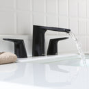 EZANDA 2-Handle Widespread Waterfall Bathroom Lavatory Faucet with Pop-up Sink Drain Assembly & Faucet Supply Lines, Matte Black (1431204)