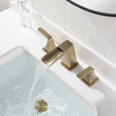 EZANDA Two-Handle Widespread Waterfall Faucet, 3 Hole Bathroom Sink Faucet with Metal Pop-up Sink Drain & Faucet Supply Lines, Brushed Gold 1432708