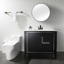 EZANDA 2-Handle Waterfall Faucet, 4 Inch Centerset Bathroom Sink Faucet with Metal Pop-up Sink Drain & Faucet Supply Lines, Matte Black (1433004)