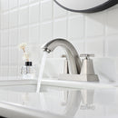 EZANDA Brass 2-Handle Bathroom Sink Faucet Cross handle 4 Inch Centerset Lead-Free Lavatory Metal Supply Lines Brushed Nickel (1433502)
