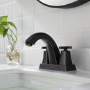 EZANDA 2-Handle Bathroom Sink Faucet Cross handle 4 Inch Centerset Metal Pop-up Sink Drain Supply Lines Oil Rubbed Bronze (1433503)
