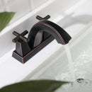 EZANDA 2-Handle Bathroom Sink Faucet Cross handle 4 Inch Centerset Metal Pop-up Sink Drain Supply Lines Oil Rubbed Bronze (1433503)