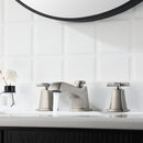 EZANDA 2-Handle Widespread Bathroom Faucet Cross handles 3 Hole Metal Pop-up Sink Drain, Brushed Nickel 1433602