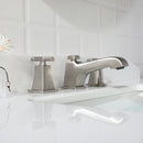 EZANDA 2-Handle Widespread Bathroom Faucet Cross handles 3 Hole Metal Pop-up Sink Drain, Brushed Nickel 1433602