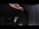 EZANDA Brass Waterfall Bathroom Faucet Large Rectangular Spout Pop-up Drain Assembly & Water Supply Hoses Matte Black 14254