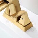 NEWATER Bathroom Sink Two-Handle Waterfall Centerset Faucet Three Hole Pop Up Drain Mixer Tap Deck Mounted Brushed Gold (22231)