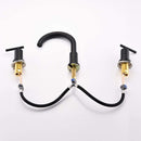 NEWATER Two Handle 8 inch Widespread Three Hole Bathroom Sink Faucet Supply Hoses Basin Faucet Mixer Tap Matte Black CWF030-MB