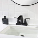 PARLOS 2 Handles Centerset Bathroom Sink Faucet Brass Waterfall Spout with All Metal Pop-up Drain and Faucet Supply Lines, Matte Black, 1.2GPM, Doris 1406804P