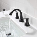 PARLOS Widespread 2 Handles Bathroom Faucet with Metal Pop Up Sink Drain and cUPC Faucet Supply Lines, Matte Black, 1.2 GPM（14135P）