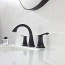 PARLOS Widespread 2 Handles Bathroom Faucet with Metal Pop Up Sink Drain and cUPC Faucet Supply Lines, Matte Black, 1.2 GPM（14135P）