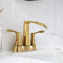 PARLOS 2 Handles Waterfall Centerset Bathroom Sink Faucet with Pop-up Drain and Faucet Supply Lines, Brushed Gold, 1.2GPM, Demeter 1431708P
