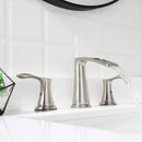 PARLOS Waterfall Widespread Bathroom Sink Faucet 2 Handles with Pop Up Drain & cUPC Faucet Supply Lines, Brushed Nickel, 1.2GPM, Demeter 1431802P
