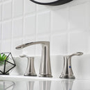 PARLOS Waterfall Widespread Bathroom Sink Faucet 2 Handles with Pop Up Drain & cUPC Faucet Supply Lines, Brushed Nickel, 1.2GPM, Demeter 1431802P